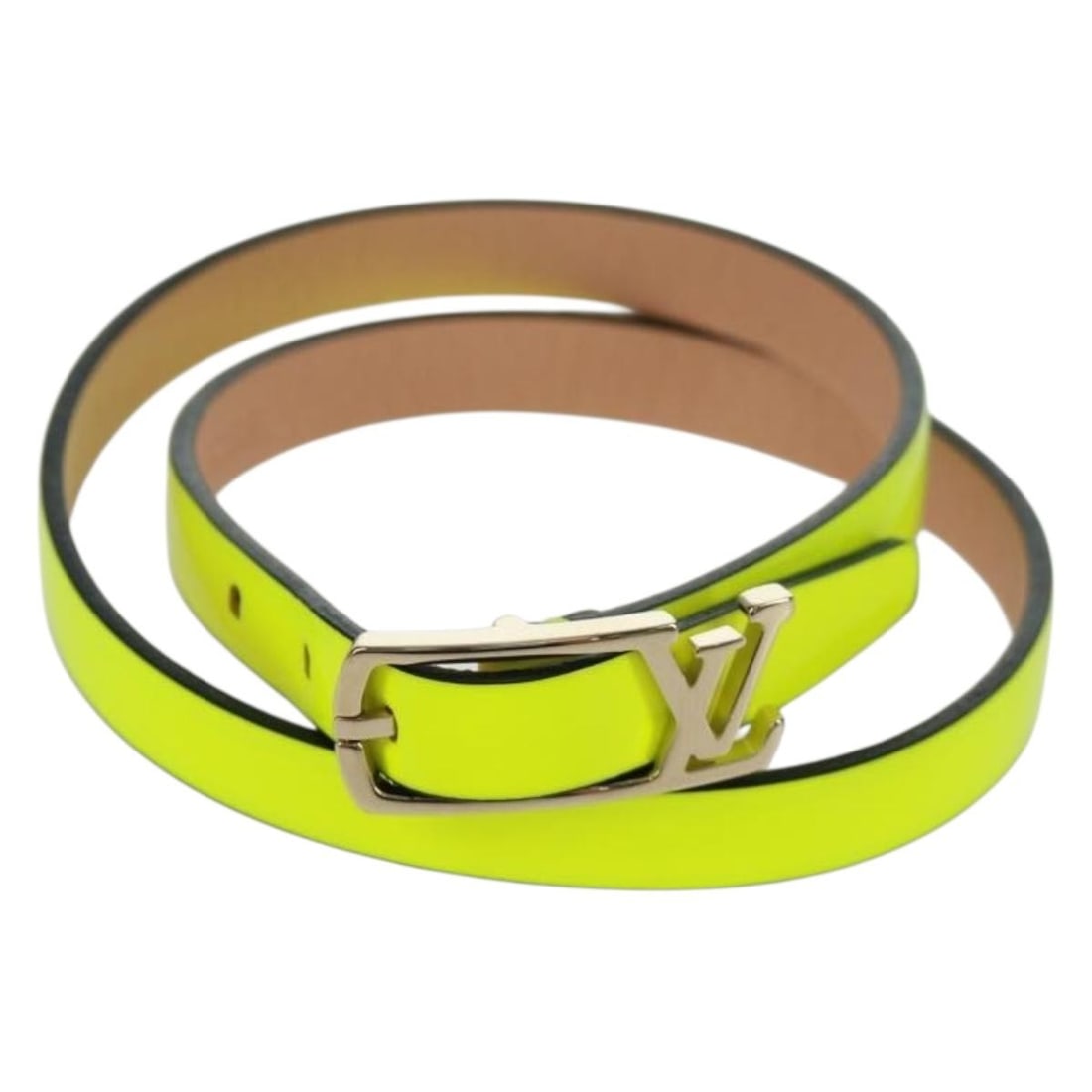 Yellow Leather Neogram Fluo Bracelet by Louis Vuitton MP050D with Box: Yellow Leather Neogram Fluo Bracelet by Louis Vuitton MP050D with Box This Louis Vuitton Neogram Fluo bracelet features yellow leather and a modern design. Crafted in Spain, it comes with both a dust