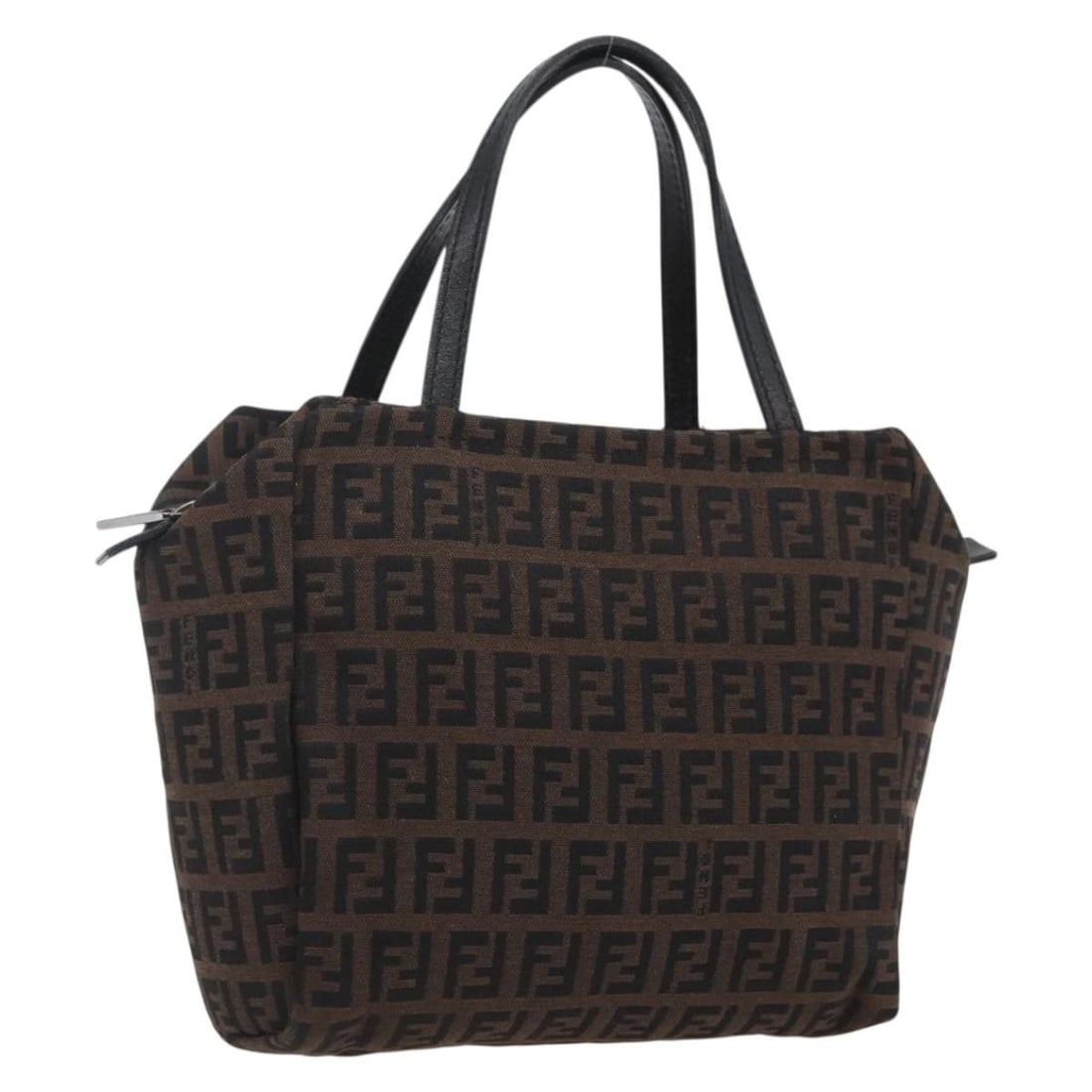 Black Zucchino Canvas Handbag by Fendi Italy: Black Zucchino Canvas Handbag by Fendi Italy This Fendi Zucchino Canvas handbag features a classic black exterior crafted from durable Zucchino canvas. Made in Italy, the bag offers a compact and prac