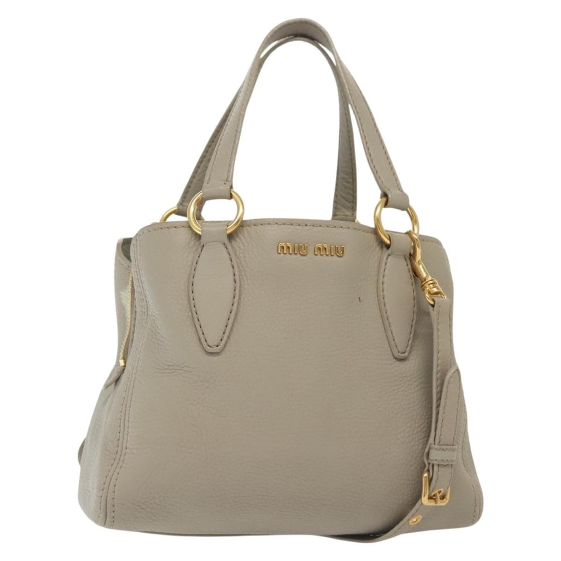 Miu Miu Leather Hand Bag Gray Gold Made in Turkey BA5154 (1 of 18)