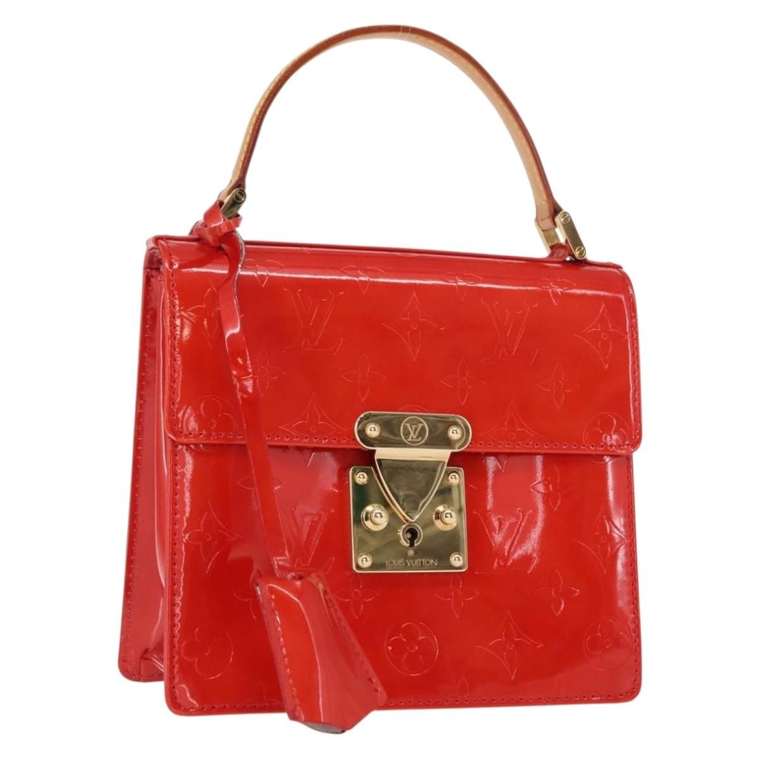 Red Louis Vuitton Spring Street Monogram Vernis Patent Leather Handbag M91135 (1 of 18)