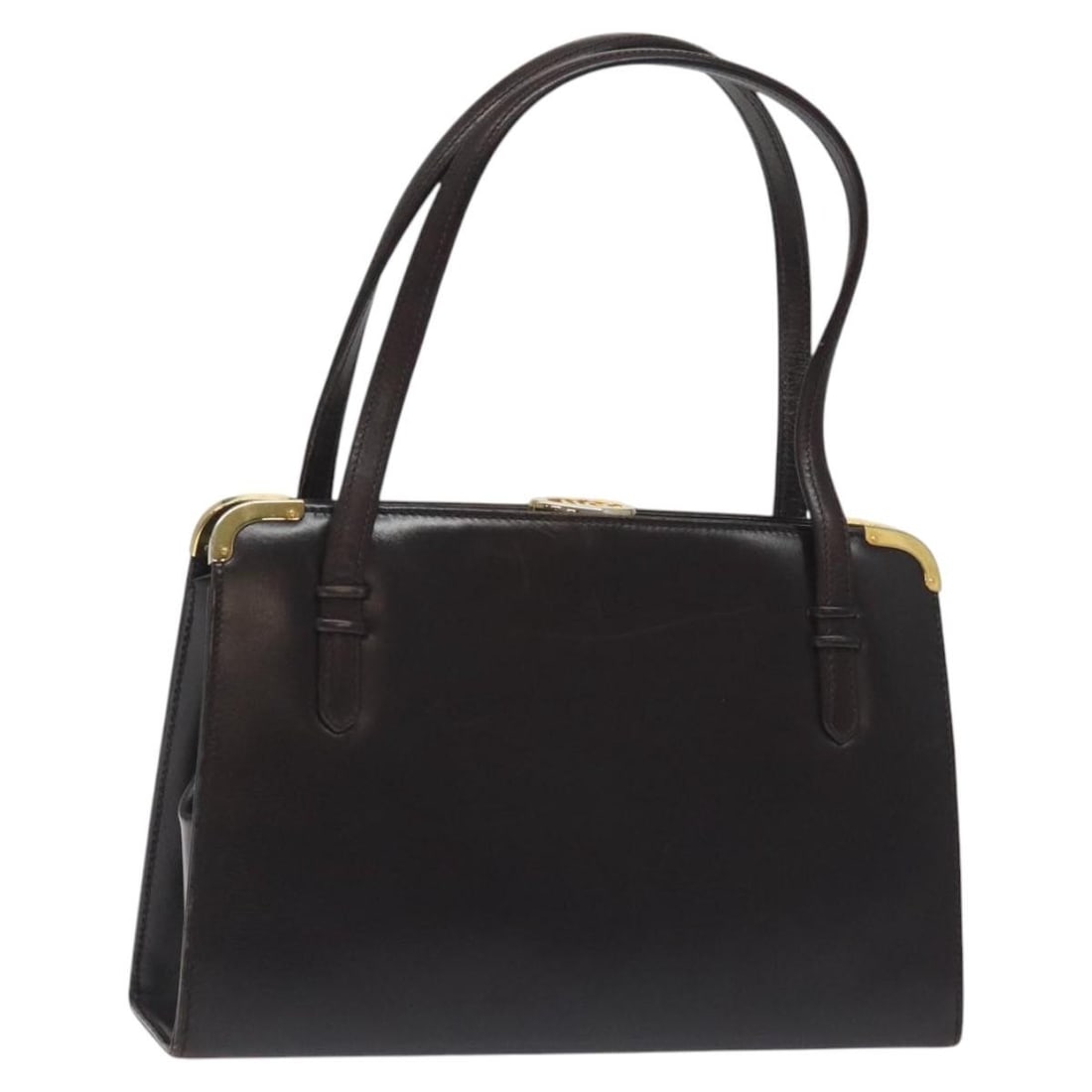 GUCCI Leather Hand Bag Brown Gold Made in Italy (1 of 18)