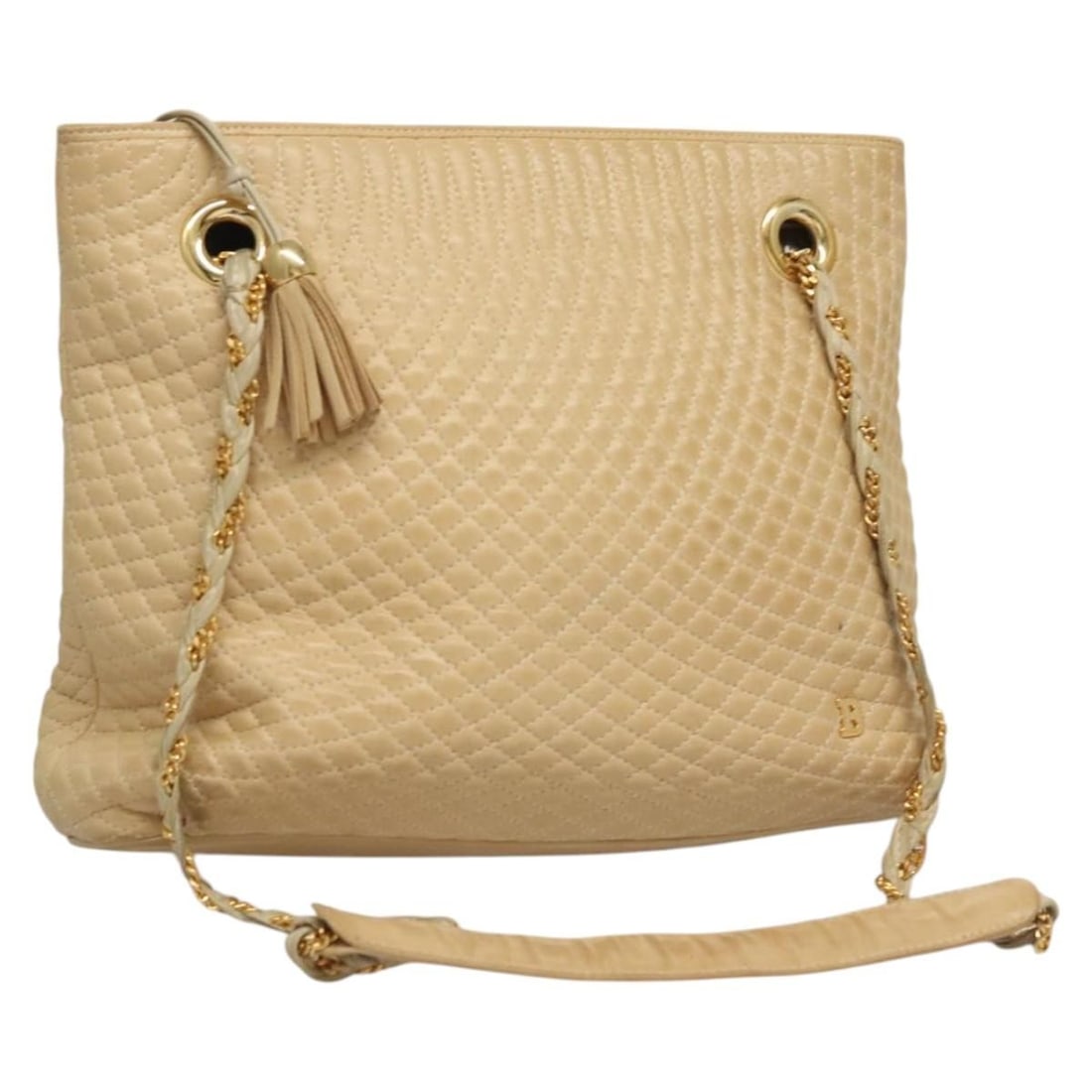 BALLY Beige Gold Quilted Chain Shoulder Bag Leather Made in Italy (1 of 18)