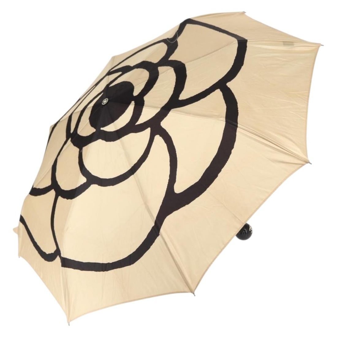 CHANEL Gold Camelia Folding Umbrella Polyester Auth 156295 (1 of 16)
