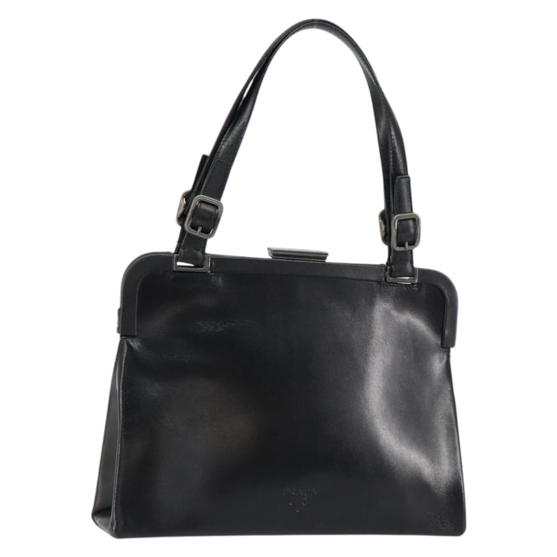 PRADA Black Leather Hand Bag with Silver Accents Auth bs31140 (1 of 18)