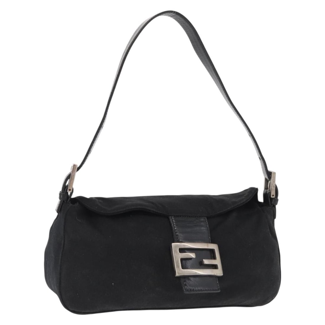 Fendi Black Nylon Mamma Baguette Shoulder Bag Silver Hardware Italy (1 of 18)