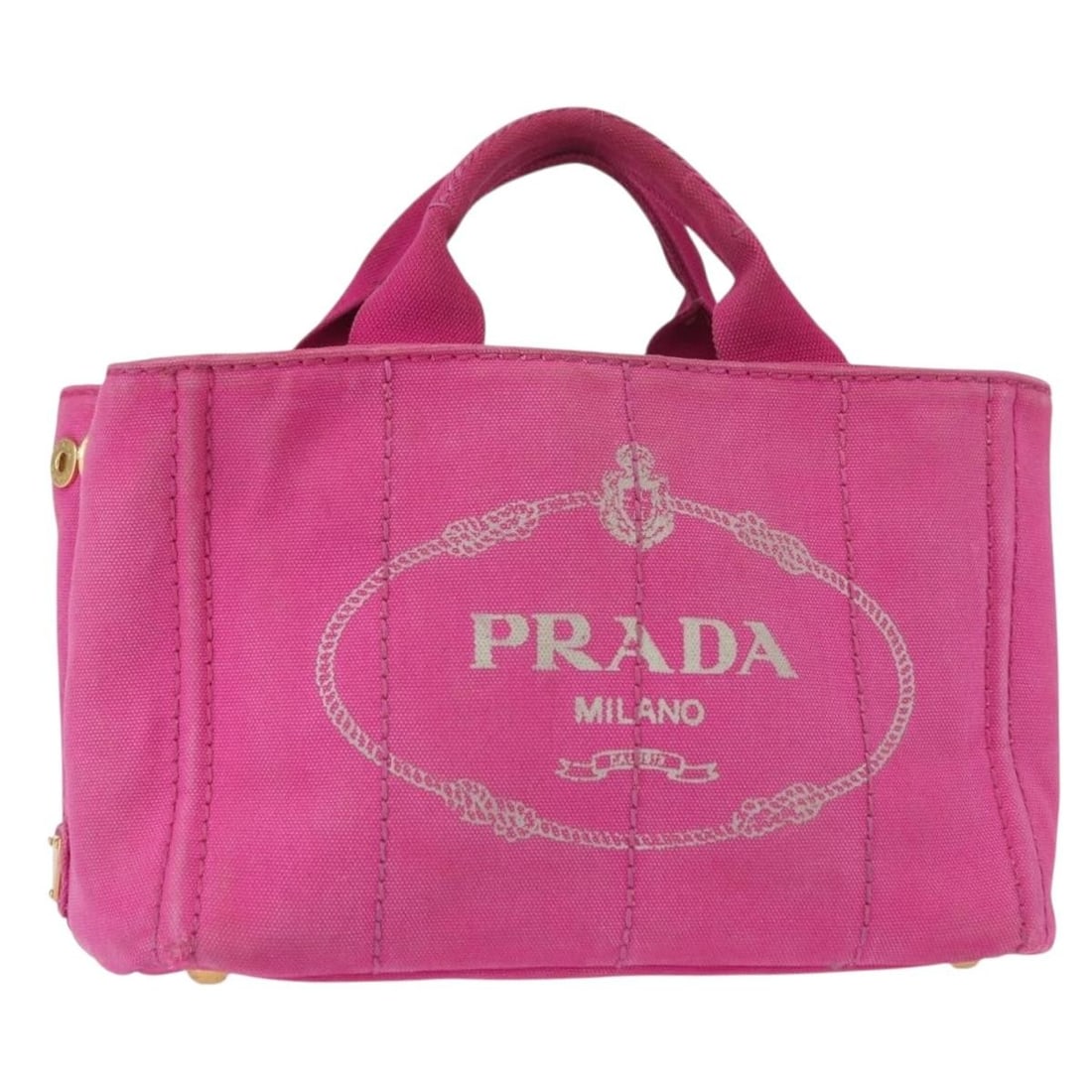 PRADA Canapa PM Pink Gold Canvas Hand Bag with Auth Card (1 of 18)