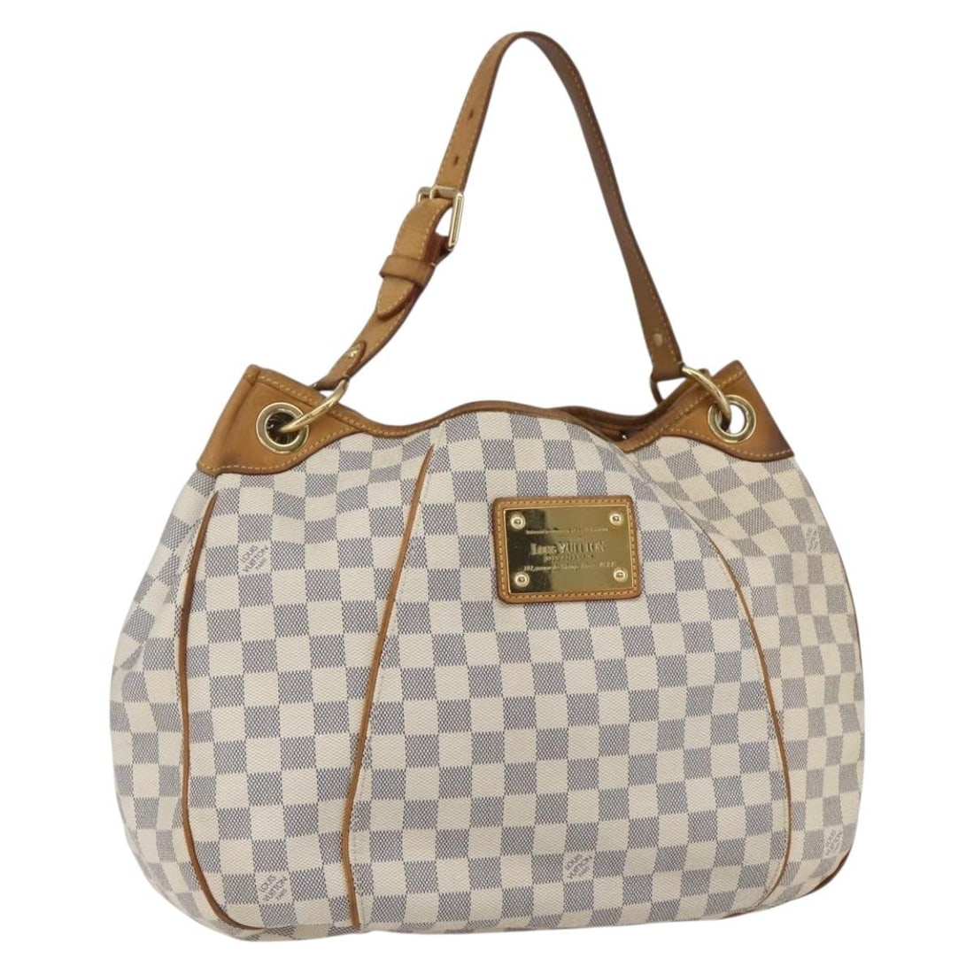 Louis Vuitton Galliera PM Damier Azur Canvas Shoulder Bag N55215 France: Louis Vuitton Galliera PM Damier Azur Canvas Shoulder Bag N55215 France This is a Louis Vuitton Galliera PM shoulder bag crafted in Damier Azur canvas. The bag features a Damier Azur pattern, gold-ton