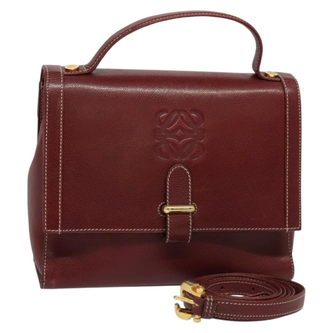LOEWE Anagram Leather Hand Bag Red Gold Made in Spain (1 of 18)