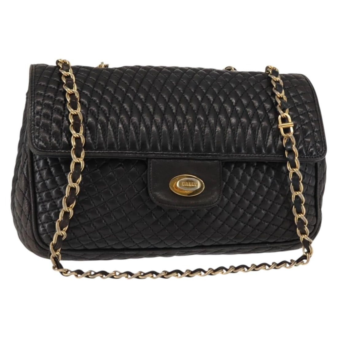 BALLY Black Leather Chain Shoulder Bag Made in Italy (1 of 18)