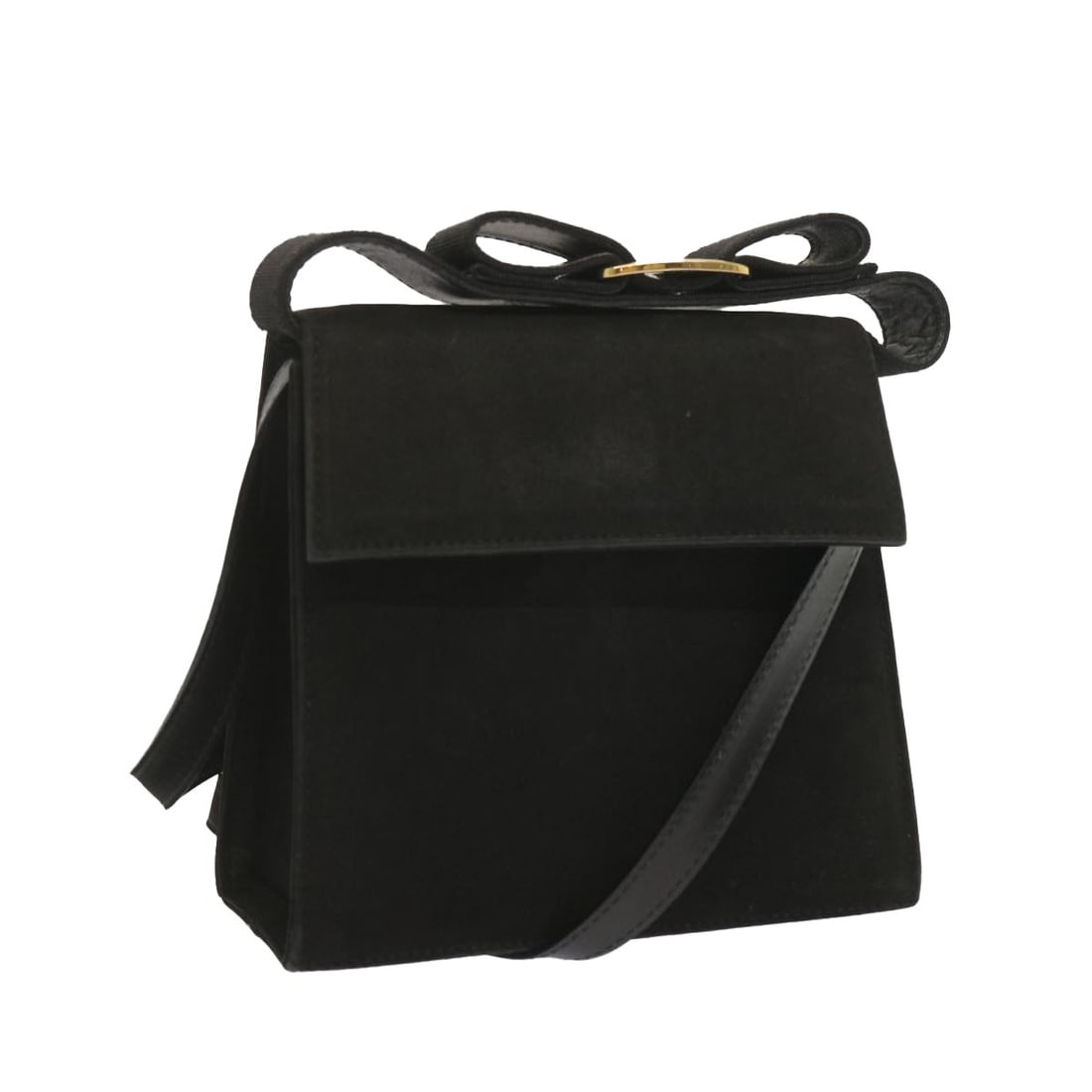 Salvatore Ferragamo Black Suede Hand Bag with Shoulder Strap Authentic (1 of 18)