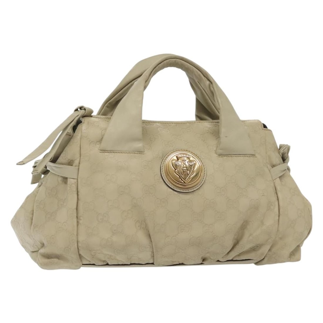 GUCCI Ivory Gold GG Canvas Hand Bag Leather 197020 Auth Italy: GUCCI Ivory Gold GG Canvas Hand Bag Leather 197020 Auth Italy Elevate your style with this authentic Gucci GG Canvas Guccissima Hand Bag. Crafted from luxurious leather in a sophisticated ivory and go