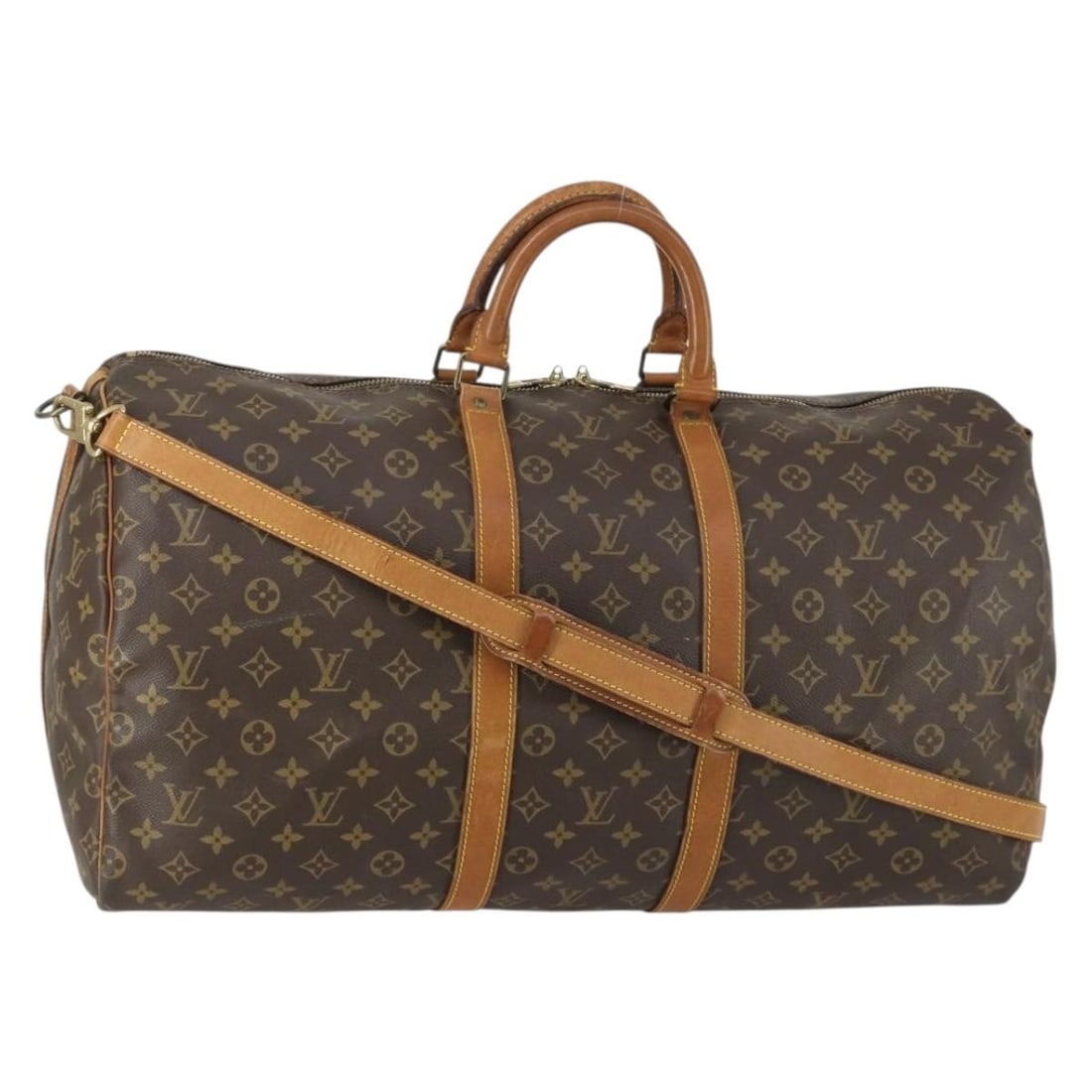 Louis Vuitton Keepall Bandouliere 55 Monogram Canvas Boston Bag M41414 with Strap: Louis Vuitton Keepall Bandouliere 55 Monogram Canvas Boston Bag M41414 with Strap This is a Louis Vuitton Keepall Bandouliere 55 Boston Bag, model M41414, crafted from the iconic monogram canvas. The