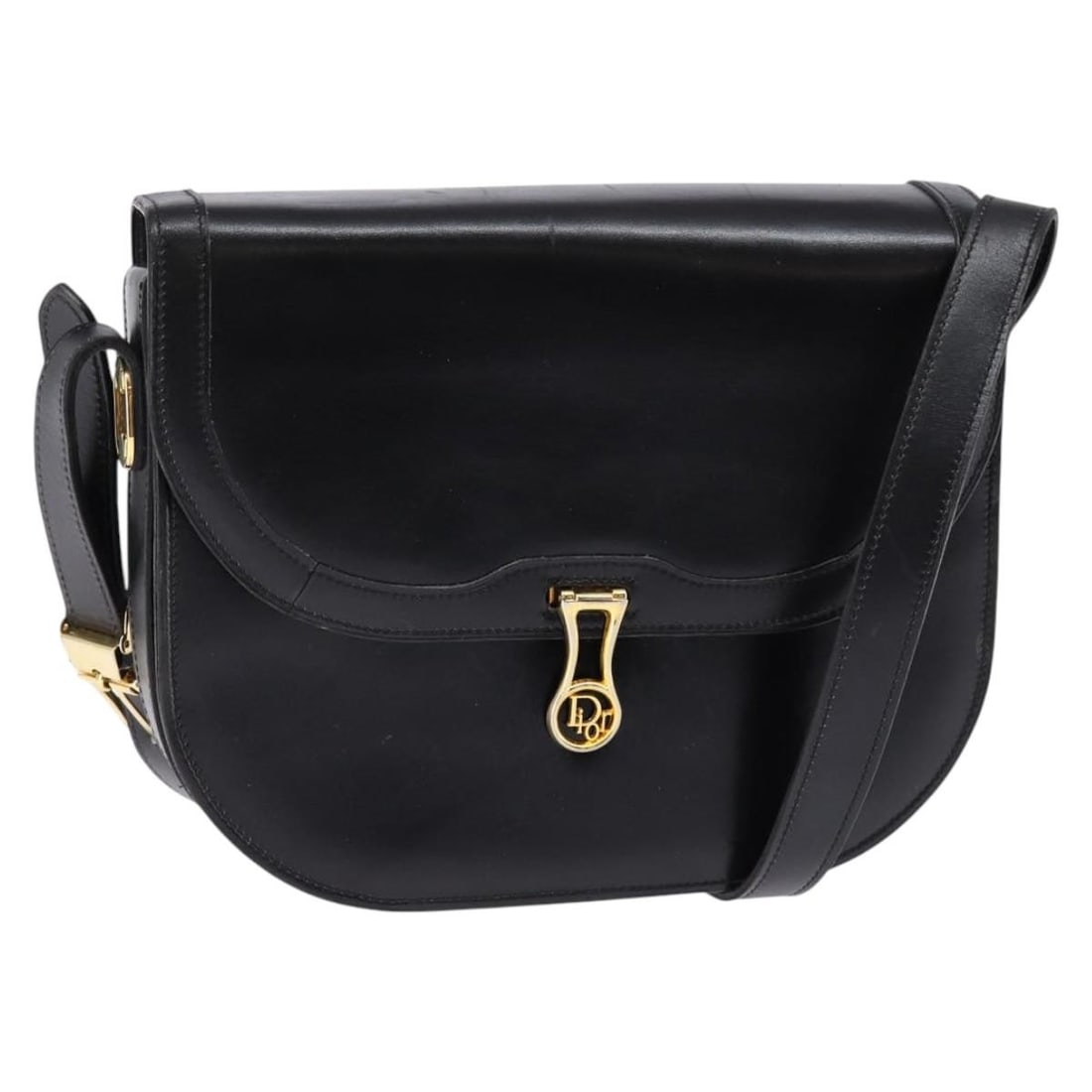 Christian Dior Black Leather Shoulder Bag Gold Accents BA5604 (1 of 18)