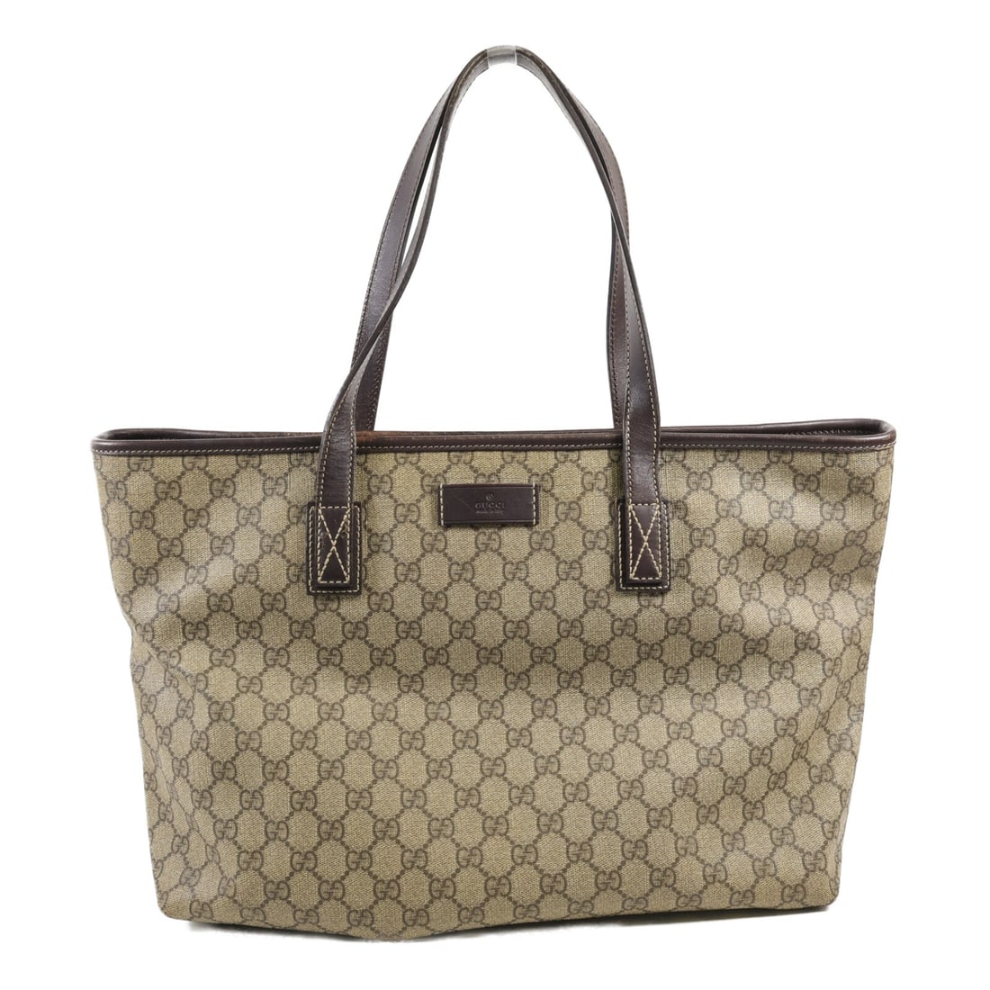 GUCCI GG Brown Coated Canvas Tote Bag 211137 Made in Italy (1 of 15)