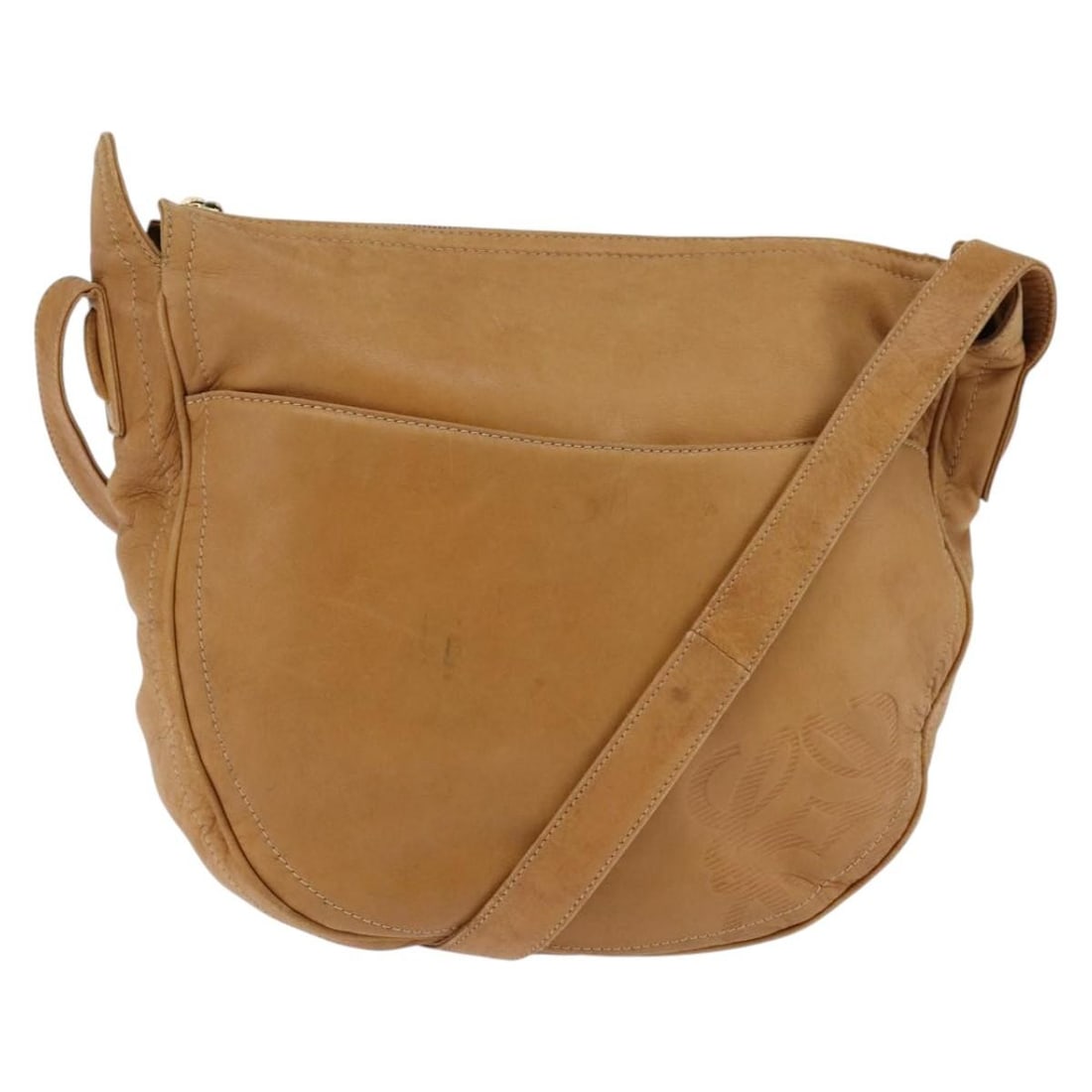 LOEWE Anagram Leather Shoulder Bag Brown Gold Auth (1 of 18)