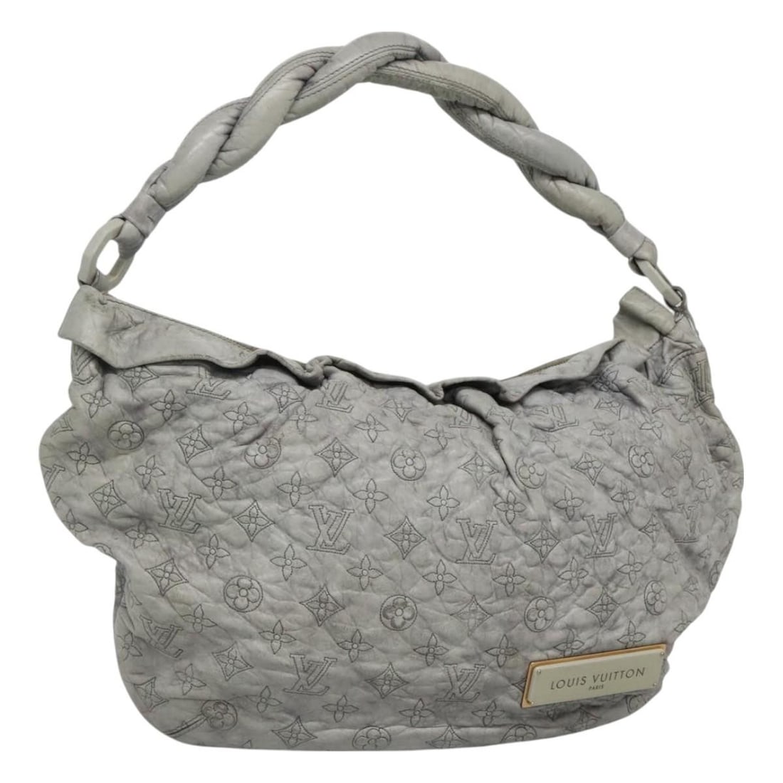 LOUIS VUITTON Monogram Orump Nimbus PM Gray Leather Tote Bag Italy: LOUIS VUITTON Monogram Orump Nimbus PM Gray Leather Tote Bag Italy This authentic Louis Vuitton Monogram Orump Nimbus PM Tote Bag is crafted from high-quality leather in a sophisticated gray hue. The