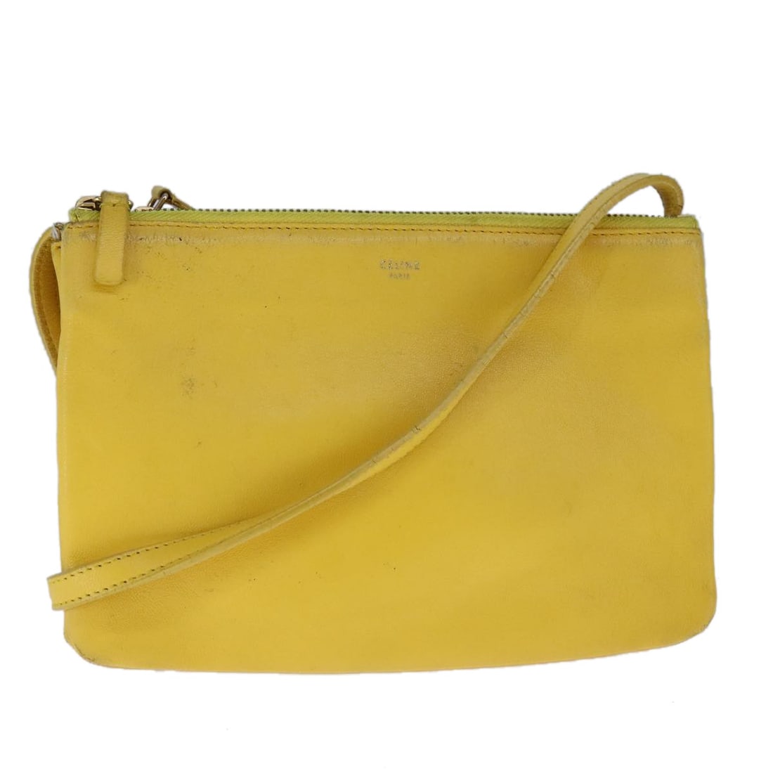 CELINE Trio Leather Shoulder Bag Yellow Gold Made in Italy (1 of 18)