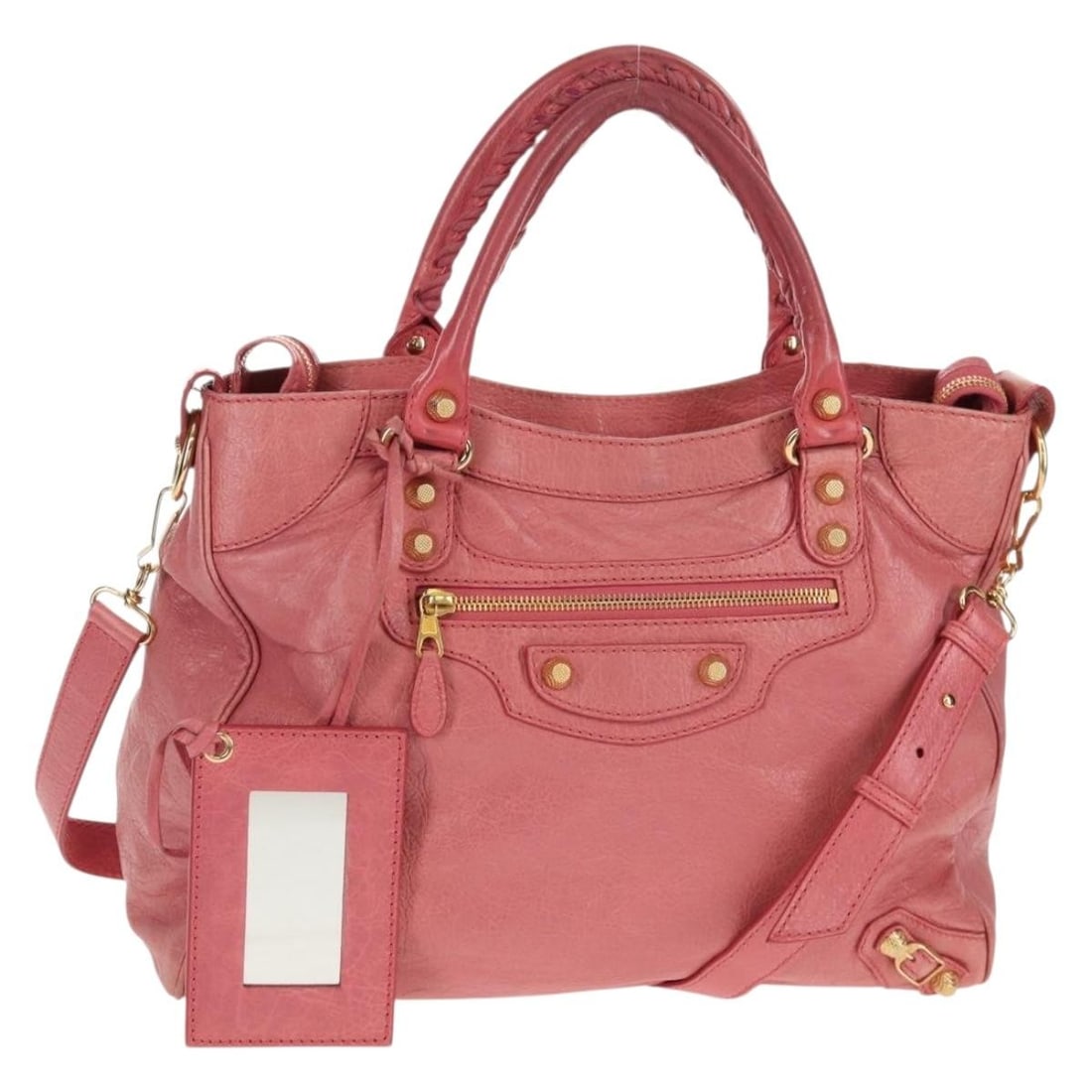 BALENCIAGA Giant Part Time Leather Hand Bag Pink Gold 282010 Auth (1 of 18)
