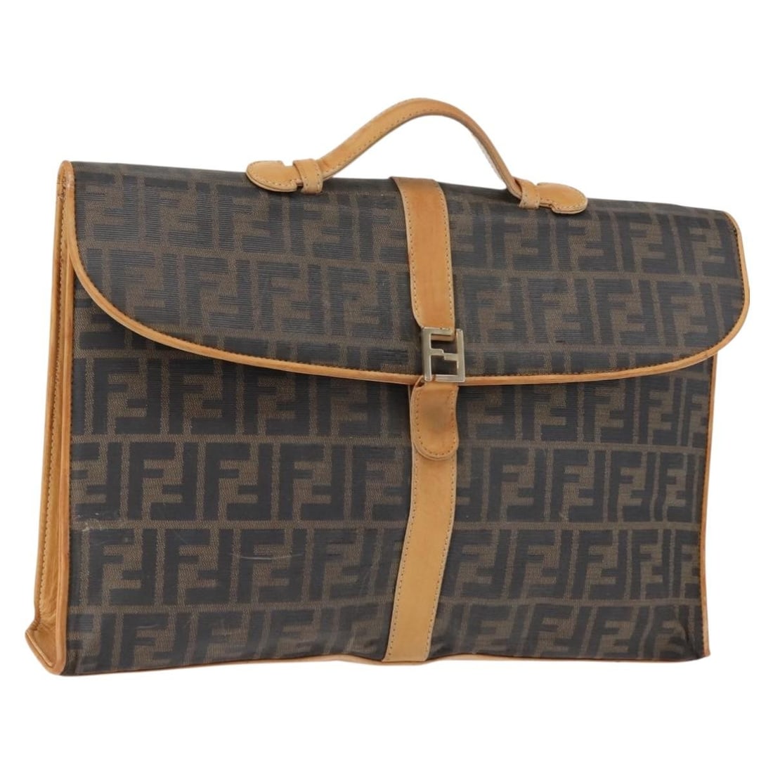 FENDI Zucca Canvas Briefcase Black Brown Made in Italy: FENDI Zucca Canvas Briefcase Black Brown Made in Italy This authentic FENDI Zucca Canvas Briefcase showcases a stylish black and brown exterior crafted from durable Zucca canvas. Designed for function