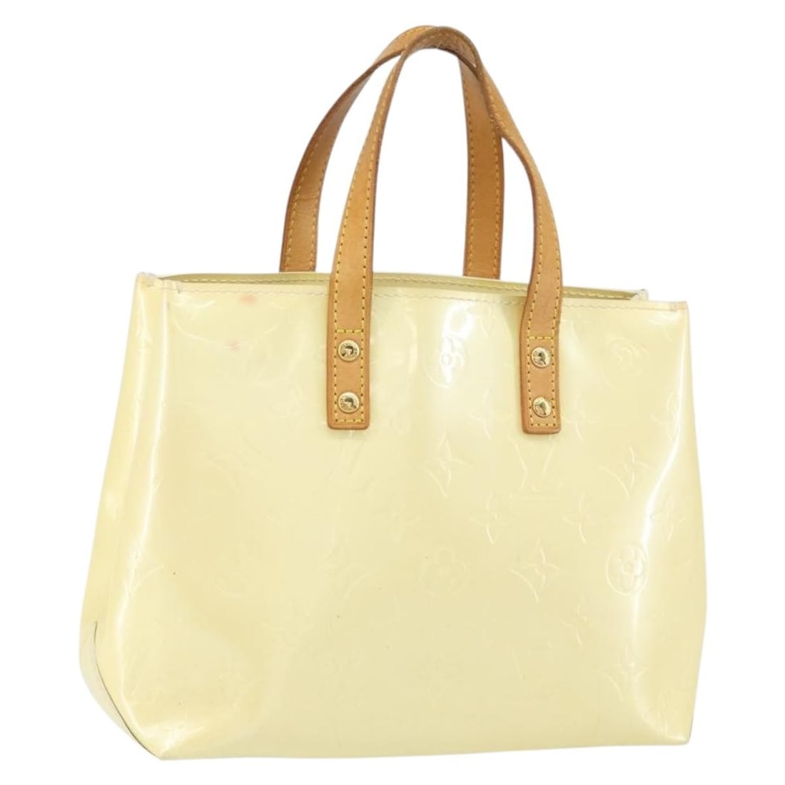 Louis Vuitton Reade PM Perle Patent Leather Handbag M91336: Louis Vuitton Reade PM Perle Patent Leather Handbag M91336 This is a Louis Vuitton Monogram Vernis Reade PM handbag in the Perle color, crafted from patent leather. The bag features a compact design w