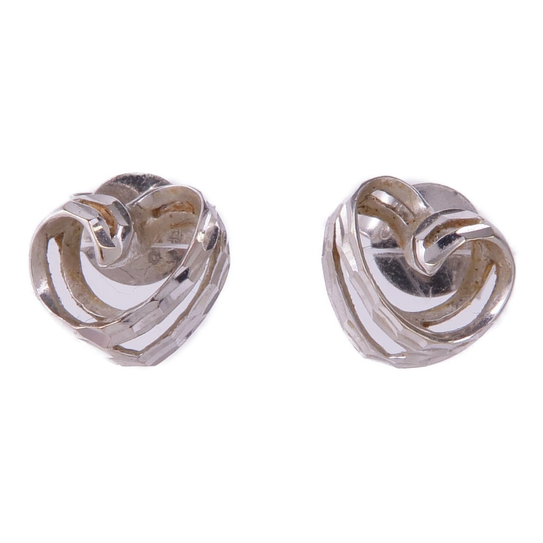 JEWELRY 18K White Gold Silver Pierced Earrings (1 of 9)