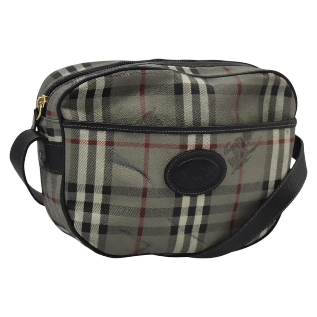 Burberrys Nova Check Gray Gold Shoulder Bag PVC Leather Made in Italy: Burberrys Nova Check Gray Gold Shoulder Bag PVC Leather Made in Italy This Burberrys Nova Check Shoulder Bag is a stylish and functional accessory crafted from durable PVC leather in a chic gray and g