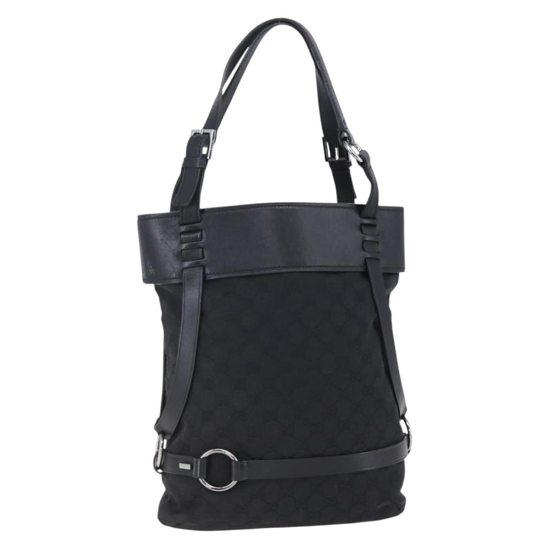 GUCCI GG Canvas Tote Bag Black Silver 106248 Auth Italy (1 of 18)