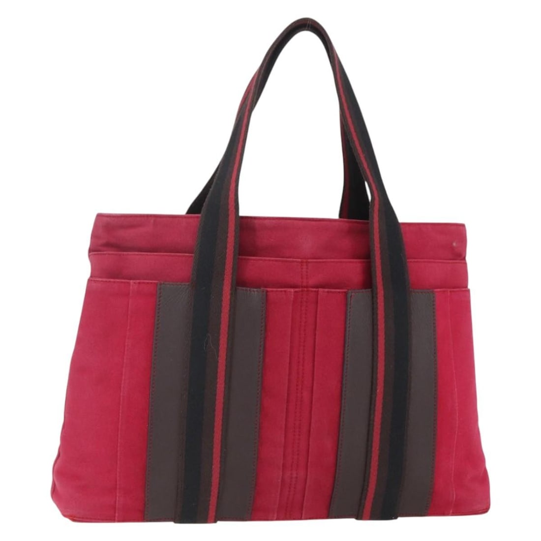 HERMES Trocha Horizontal Zonal MM Red Silver Canvas Tote Bag Auth BTL-C (1 of 18)