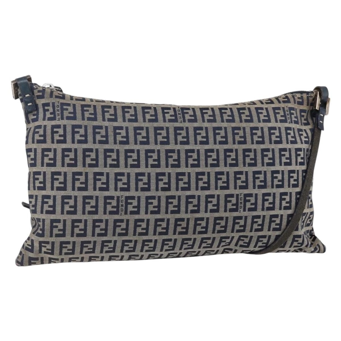 FENDI Zucchino Canvas Navy Silver Shoulder Bag Authentic Italy: FENDI Zucchino Canvas Navy Silver Shoulder Bag Authentic Italy This FENDI Zucchino Canvas Shoulder Bag showcases a chic navy and silver design, reflecting the brand's signature style. Crafted in Italy