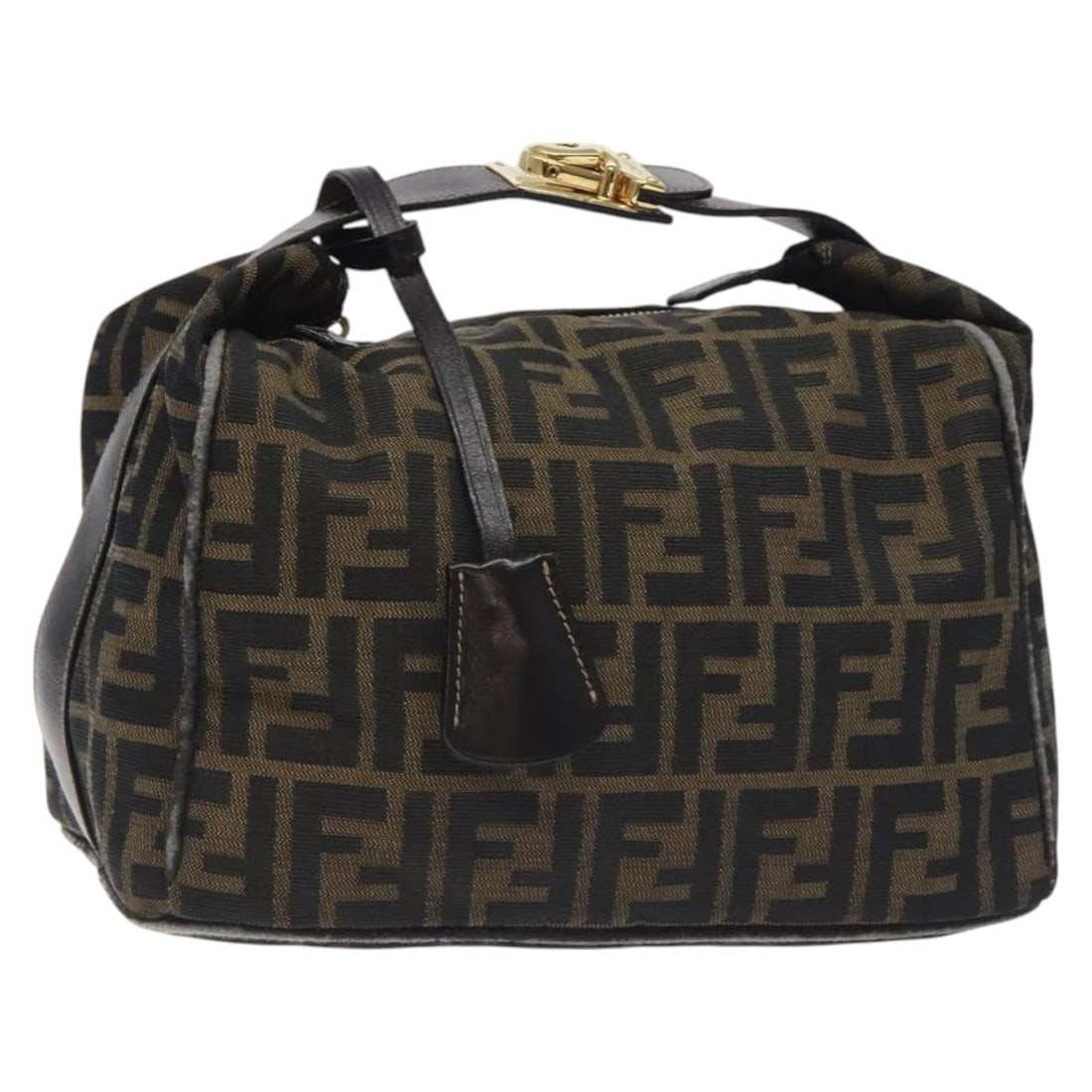 FENDI Zucca Canvas Hand Bag Black Brown Made in Italy: FENDI Zucca Canvas Hand Bag Black Brown Made in Italy This authentic FENDI Zucca Canvas Hand Bag showcases a stylish blend of black and brown hues. Crafted from durable Zucca Canvas, this handbag is p