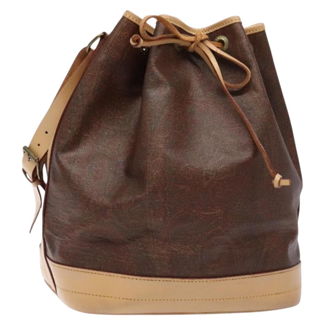 ETRO Paisley Shoulder Bag PVC Leather Brown Gold Adjustable Strap (1 of 18)