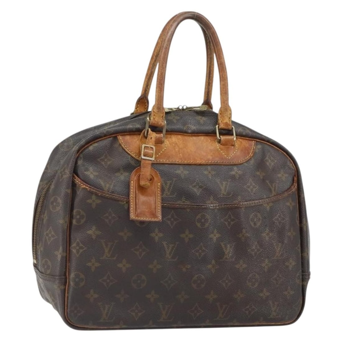 Monogram Canvas Deauville Handbag by Louis Vuitton M47270 with Name Tag: Monogram Canvas Deauville Handbag by Louis Vuitton M47270 with Name Tag This is a Louis Vuitton Deauville handbag in Monogram Canvas, model M47270. Featuring the iconic monogram pattern, the bag is de