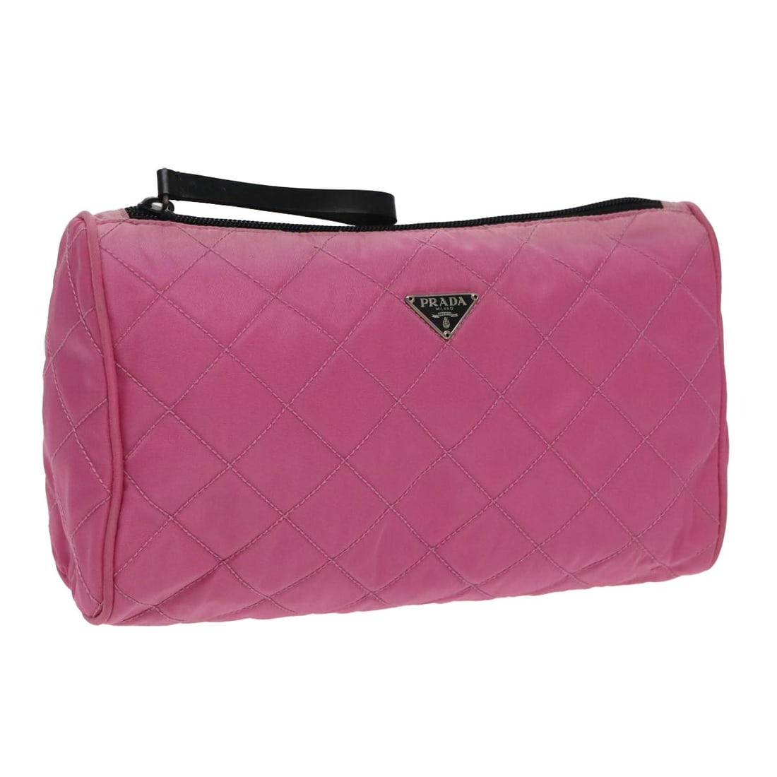 PRADA Pink Silver Nylon Pouch Made in Italy Auth: PRADA Pink Silver Nylon Pouch Made in Italy Auth Explore the stylish PRADA Pouch, crafted from high-quality nylon in a vibrant pink and silver color combination. This pouch is perfect for carrying you