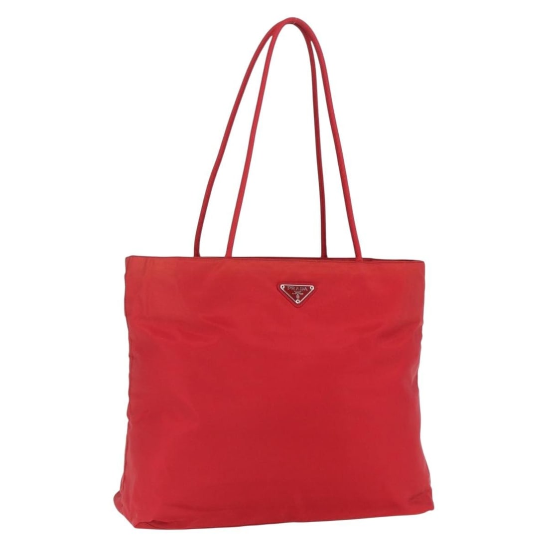 PRADA Red Nylon Tote Bag with Silver Accents Authentic 157781 (1 of 18)