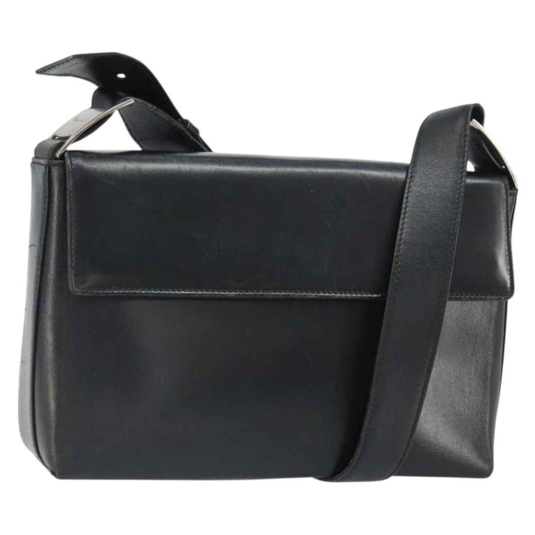 Black Leather Vala Shoulder Bag by Salvatore Ferragamo with Silver Accents (1 of 18)