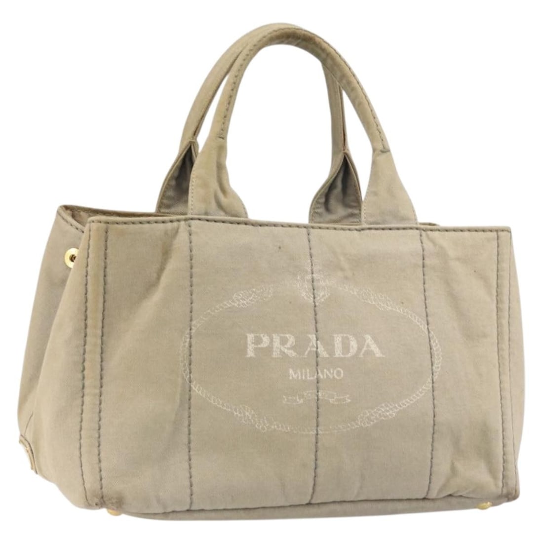 Canvas Beige and Gold Prada Kanapa MM Tote Bag from Italy (1 of 18)