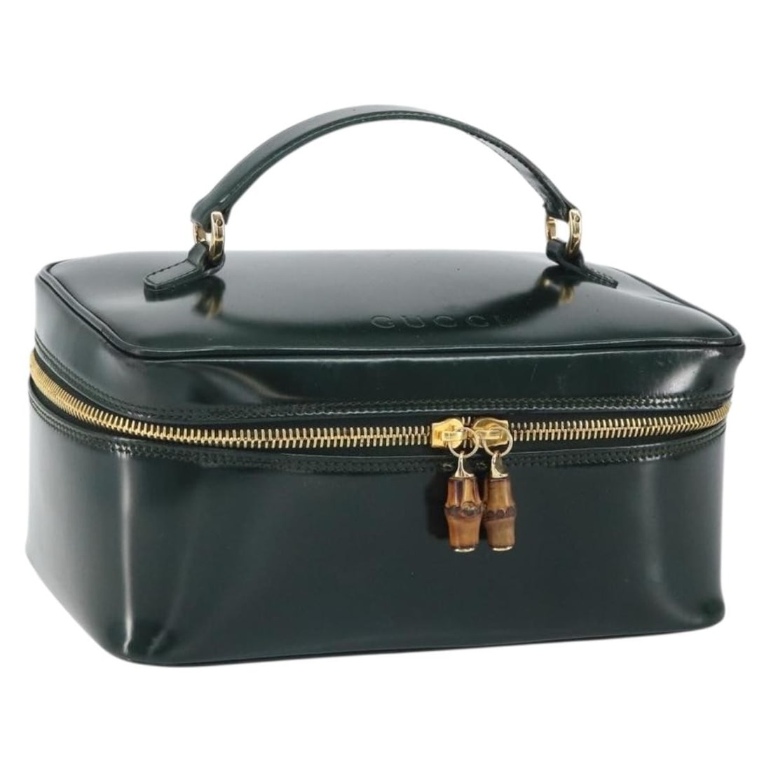 Green Patent Leather GUCCI Bamboo Vanity Pouch 032 1956 0150 (1 of 18)