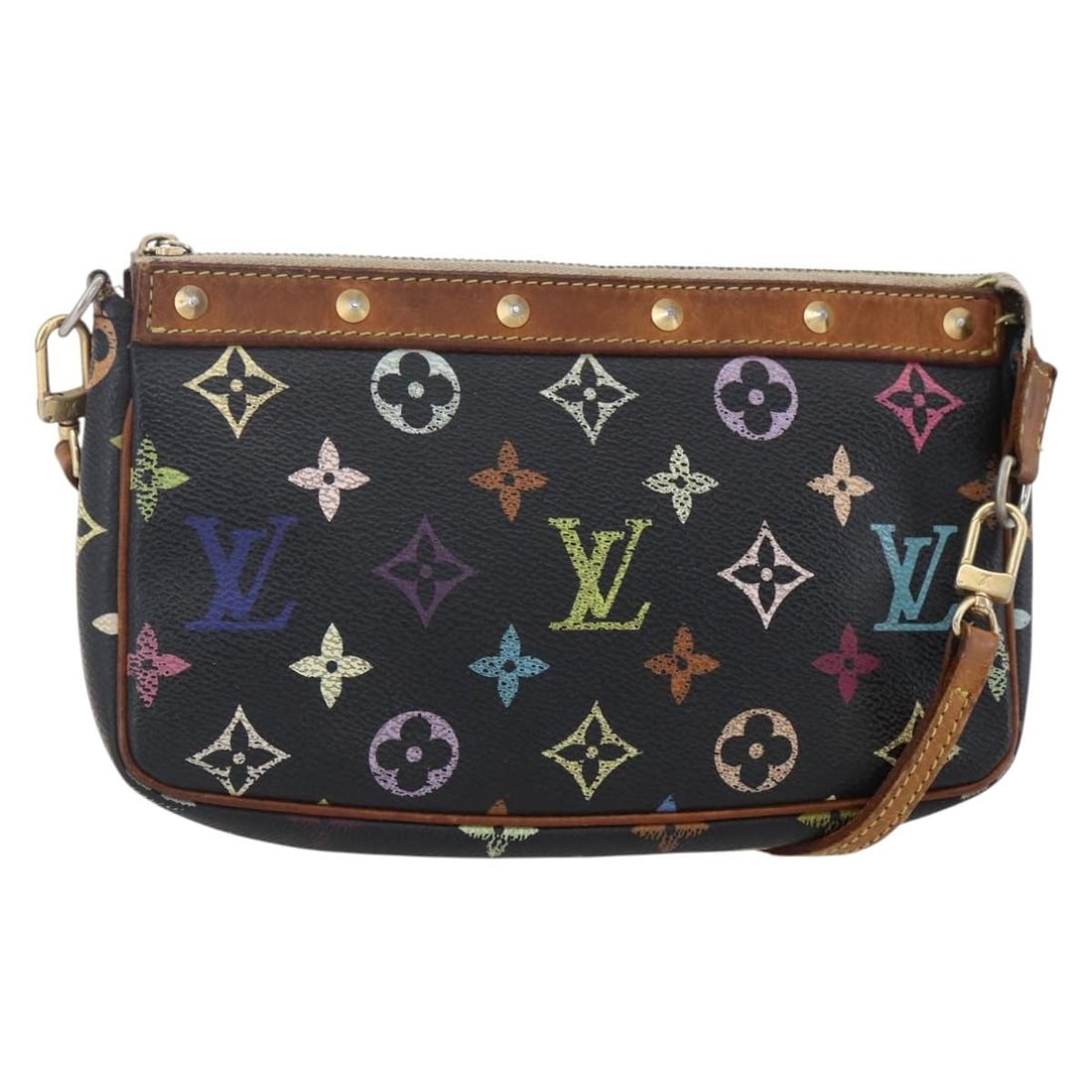 LOUIS VUITTON Multicolor Pochette Accessoires Pouch Black M92648 with Strap: LOUIS VUITTON Multicolor Pochette Accessoires Pouch Black M92648 with Strap This LOUIS VUITTON Multicolor Pochette Accessoires Pouch is a stylish and functional accessory, crafted from durable Monogra