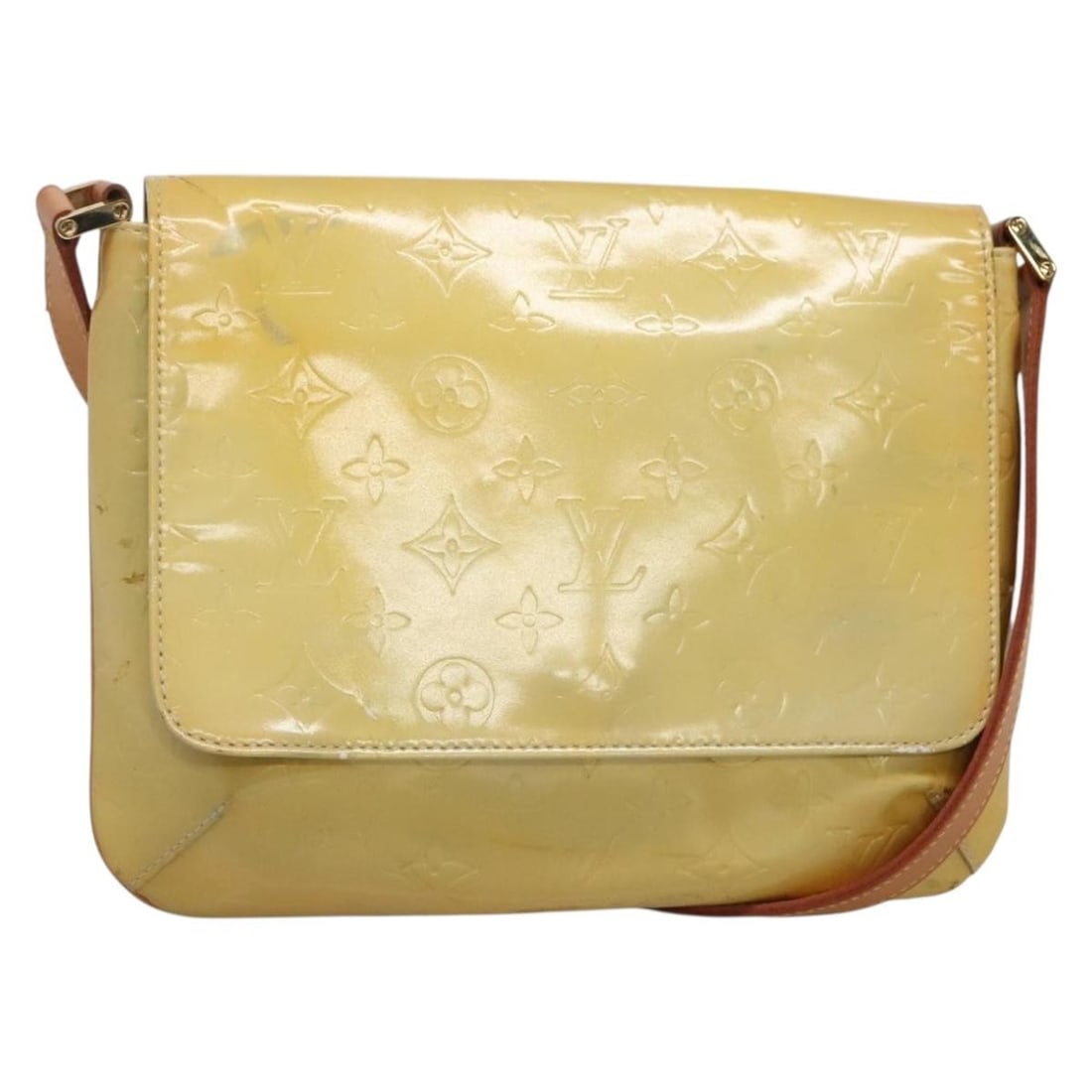 LOUIS VUITTON Monogram Vernis Thompson Street Bag Gris M91008 Authentic: LOUIS VUITTON Monogram Vernis Thompson Street Bag Gris M91008 Authentic Introducing the LOUIS VUITTON Monogram Vernis Thompson Street Bag in a sophisticated Gris color. This stylish shoulder bag is cr