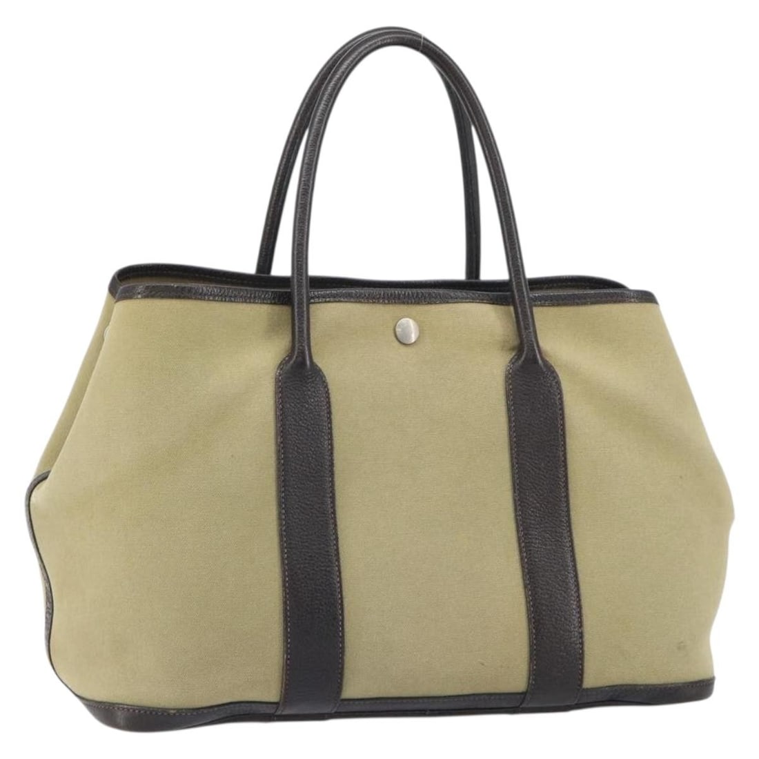 HERMES Garden Party MM Tote Bag Beige Silver Canvas France Auth (1 of 18)