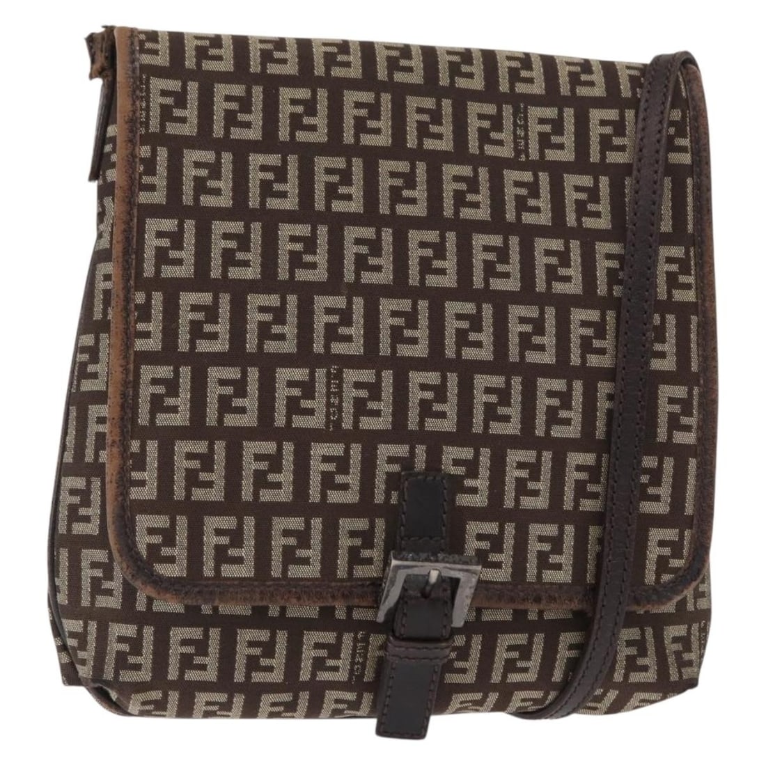 FENDI Zucchino Canvas Shoulder Bag Brown Silver Made in Italy: FENDI Zucchino Canvas Shoulder Bag Brown Silver Made in Italy Discover this stylish Fendi Zucchino Canvas Shoulder Bag, a chic accessory that embodies Italian craftsmanship. The bag features a brown a