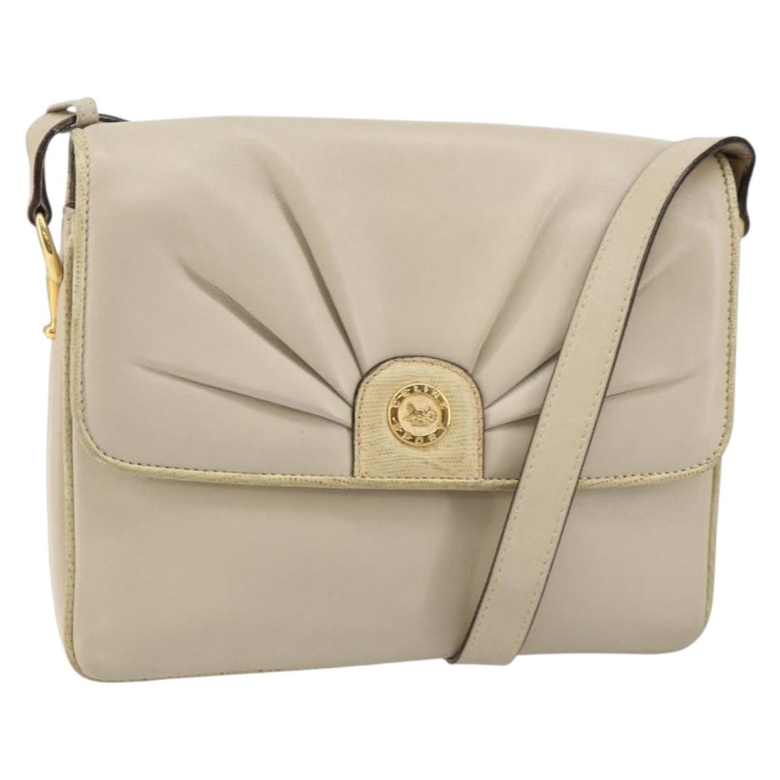CELINE Beige Gold Leather Shoulder Bag Made in Italy 142806 (1 of 18)