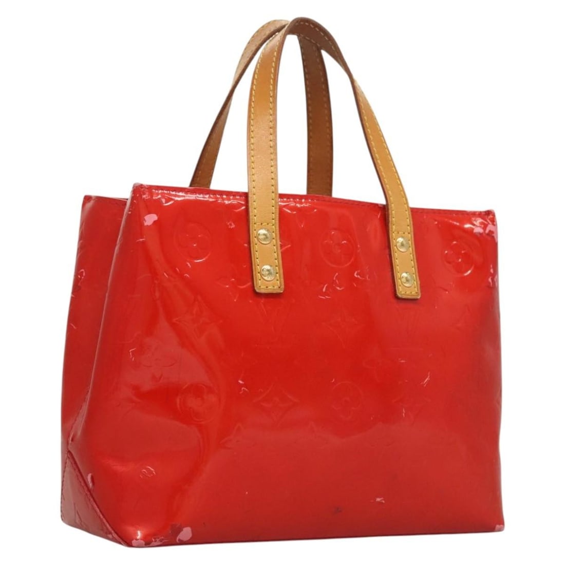 LOUIS VUITTON Monogram Vernis Reade PM Hand Bag Red Patent Leather M91088 (1 of 18)