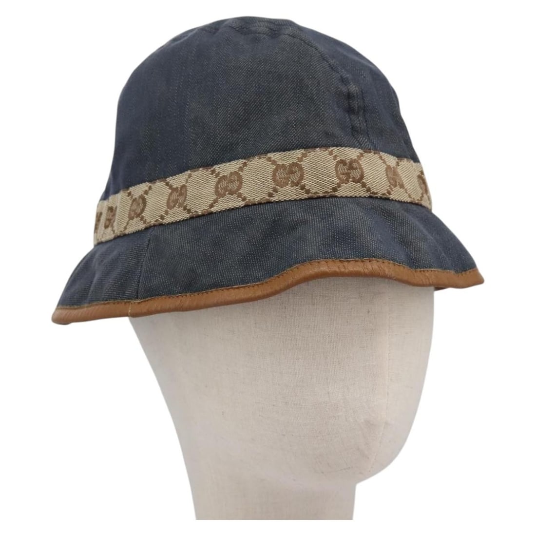 GUCCI GG Canvas Bucket Hat M Beige Blue 122118 Authentic Italy (1 of 13)