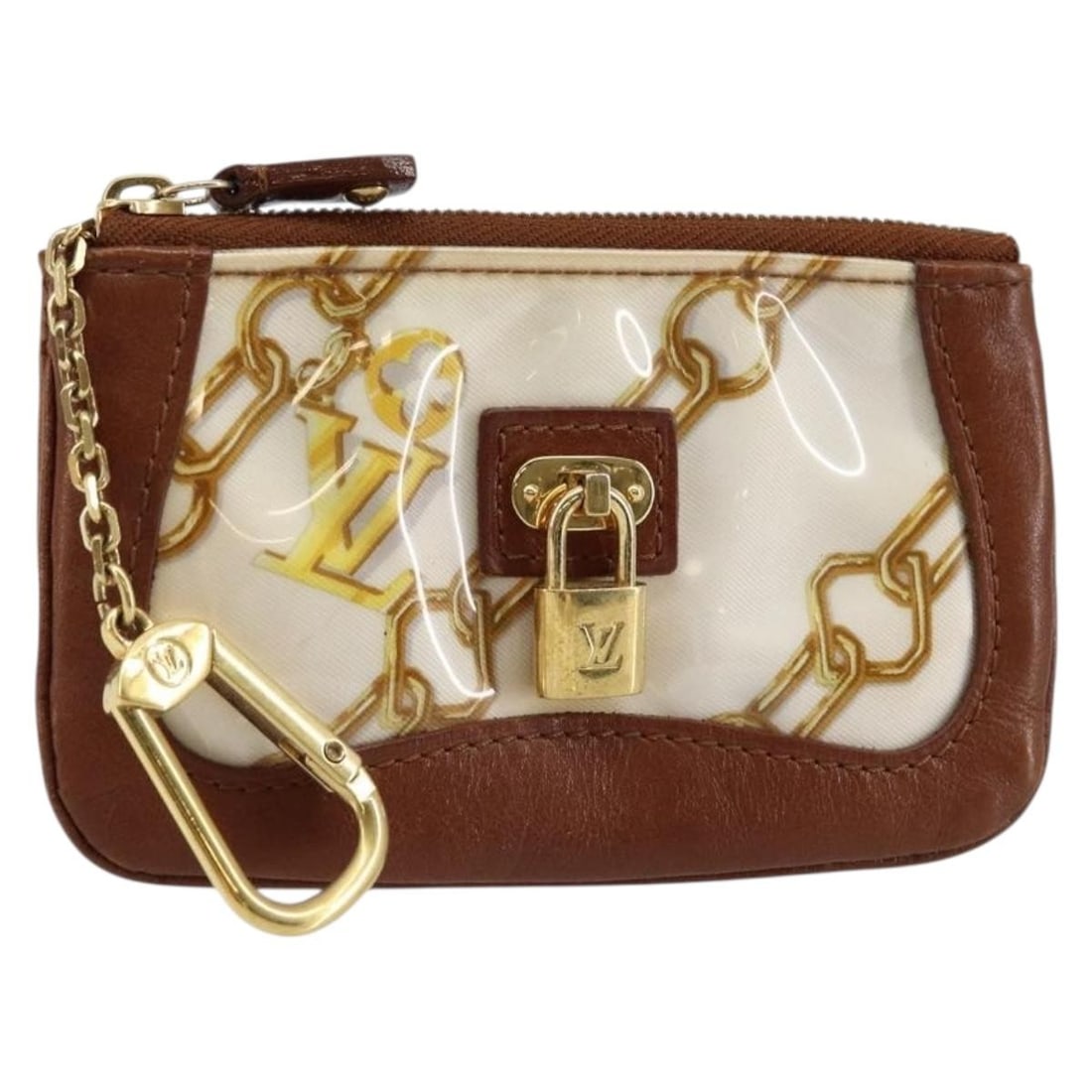 LOUIS VUITTON Monogram Charm Coin Purse M95164 Brown White Enamel Auth: LOUIS VUITTON Monogram Charm Coin Purse M95164 Brown White Enamel Auth Discover the elegance of the LOUIS VUITTON Monogram Charm Coin Purse. This stylish accessory, crafted in Spain, features a beauti