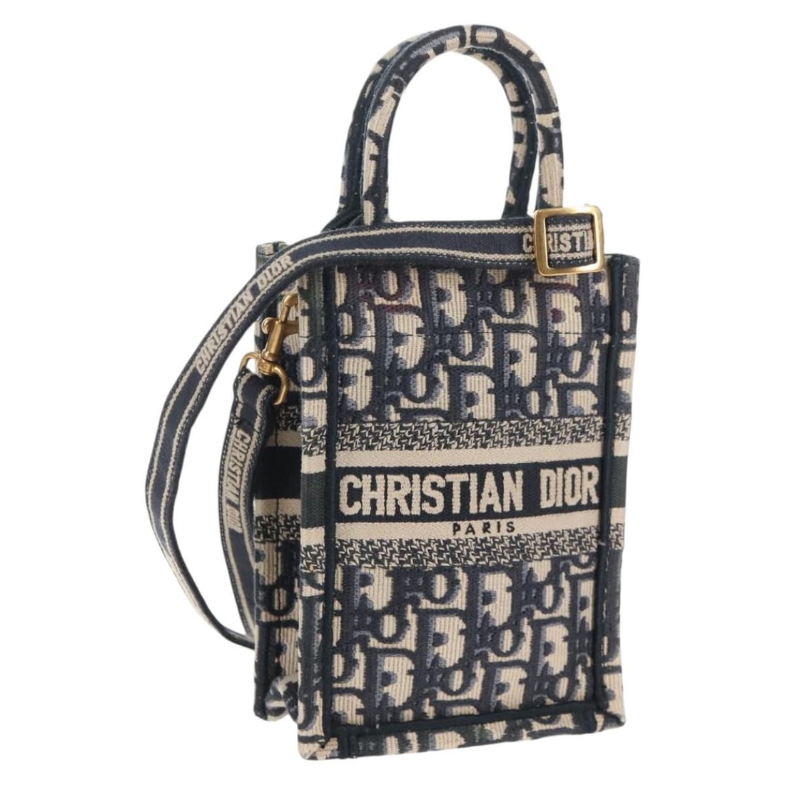 Christian Dior Navy Gold Trotter Canvas Mini Tote Bag 2way Auth: Christian Dior Navy Gold Trotter Canvas Mini Tote Bag 2way Auth This authentic Christian Dior Trotter Canvas Book Tote Mini Bag showcases a chic combination of navy and gold hues, perfect for adding a