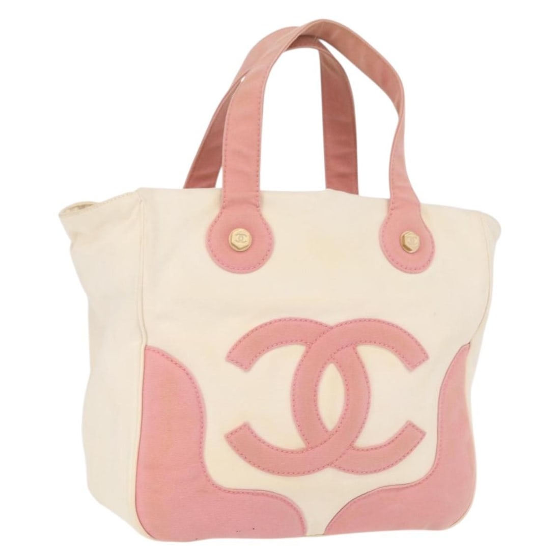 Chanel Canvas White and Gold CC Logo Tote Bag from France: Chanel Canvas White and Gold CC Logo Tote Bag from France This CHANEL tote bag features a white and gold canvas exterior, offering a classic look with the iconic CC detail. The bag is made in France a