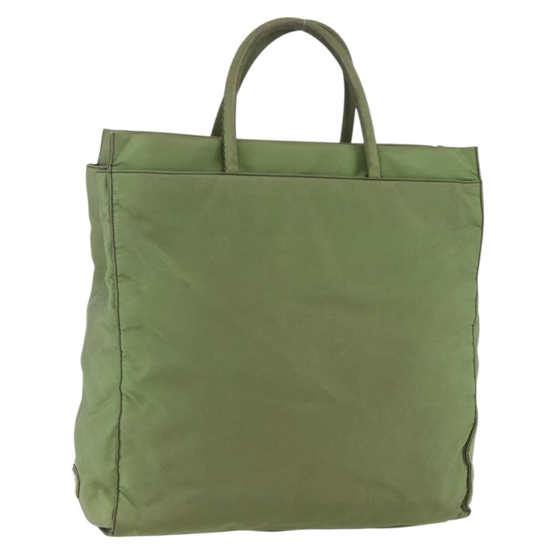 Prada Nylon Khaki Silver Italian Designer Handbag: Prada Nylon Khaki Silver Italian Designer Handbag This PRADA handbag features a khaki nylon exterior with silver accents. Made in Italy, the bag is designed in a hand bag style and includes a handle w