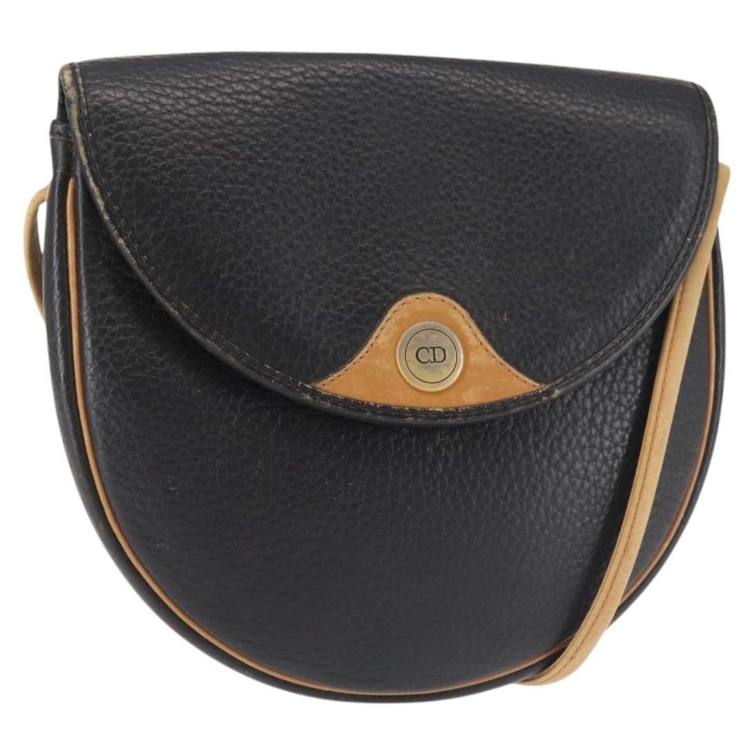 Christian Dior Black Leather Shoulder Bag Gold Hardware BA6321 (1 of 18)