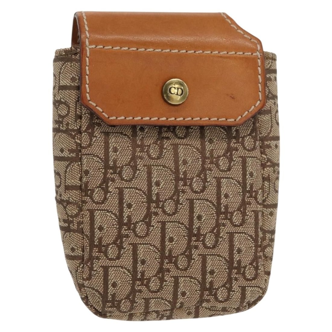 Beige Gold Christian Dior Trotter Canvas Cigarette Holder Italy: Beige Gold Christian Dior Trotter Canvas Cigarette Holder Italy This is a Christian Dior Trotter canvas cigarette case in beige and gold tones, crafted in Italy. The case features the signature Dior T